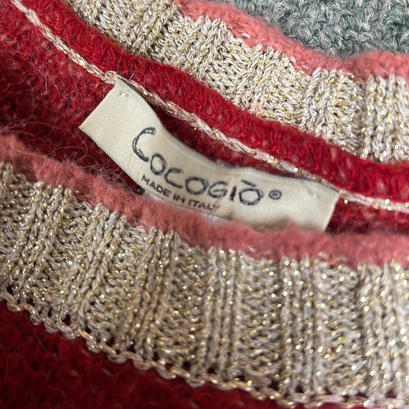COCOGIO red ombré multi tone wool knit sweater with gold glitter medium - Picture 7 of 7
